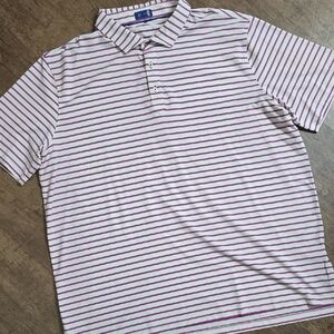STITCH Striped Purple White Golf Polo Shirt Sz XXL